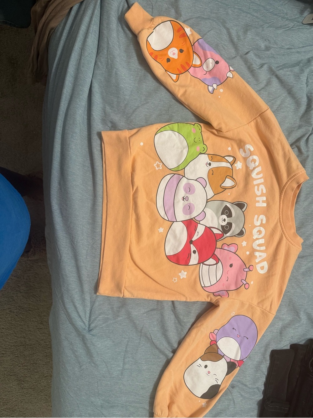 Squishmallows Peach Squish Squad Graphic Sweatshirt with Multicolor Characters